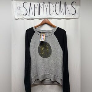 Women's Brooklyn Nets Fanatics Gray Prestige Camo Raglan Crew Neck Sweatshirt